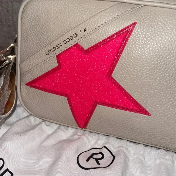🎄XMAS IN AUG BLOWOUT🎄 🆕Golden Goose Leather Body Glitter Patch Star Bag - Picture 10 of 11